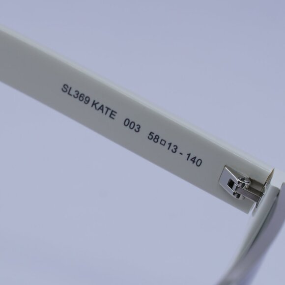 Saint Laurent SL369 KATE 003 Sunglasses Ivory Cat Eye Frame, Grey Lenses - Picture 10 of 11